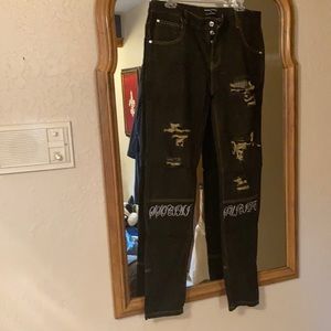 Distressed black jeans